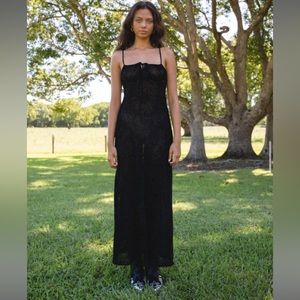 VRG GRL Black See Through Bias Cut Dress